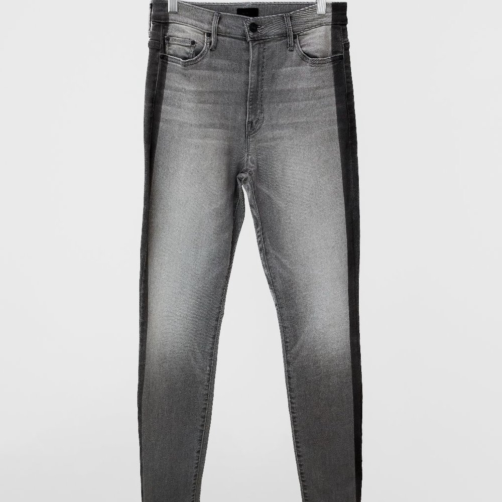 Mother Denim The Swooner Supermoon Stripe Grey Jeans